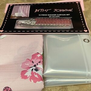 Betsey Johnson Pink Floral Shower Curtain Set